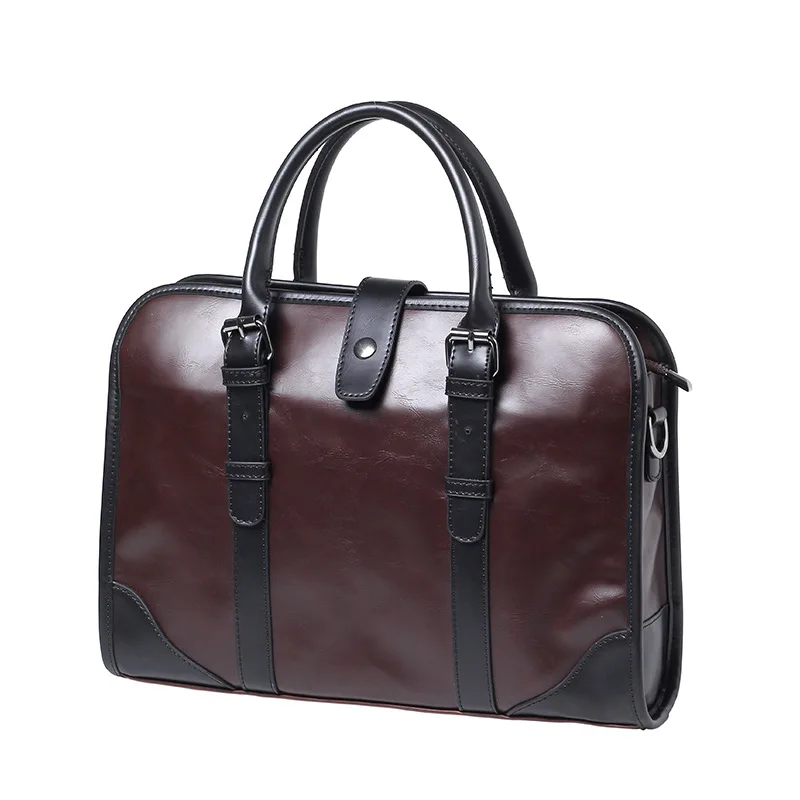 

Brand Casual Men Briefcase Crazy Horse PU Leather Men's Messenger Shoulder Bag Male Laptop Bag Business Portfolio Bags For Men