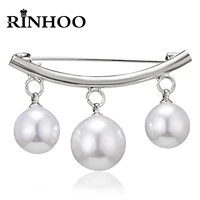 rinhoo fashion simulated pearl fixed strap charm safety pin brooches for women bowknot sweater cardigan clip buckle jewelry gift