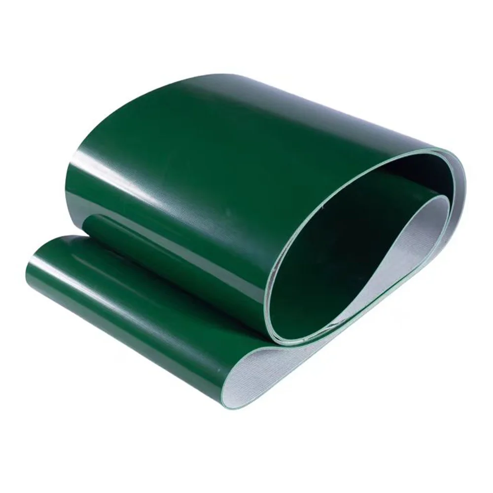 Зеленая трансмиссионная лента из ПВХ. Промышленный ленточный периметр: 600–1050 мм.