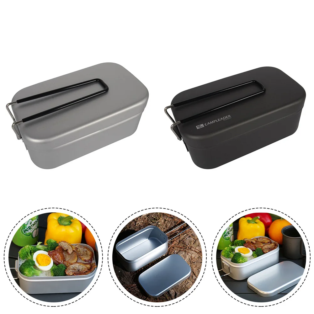 

Outdoor Lunch Box With Lid And Handle Gloves Aluminum Travel Camping Bento Box Outing BBQ Picnic Portable Lunch Box