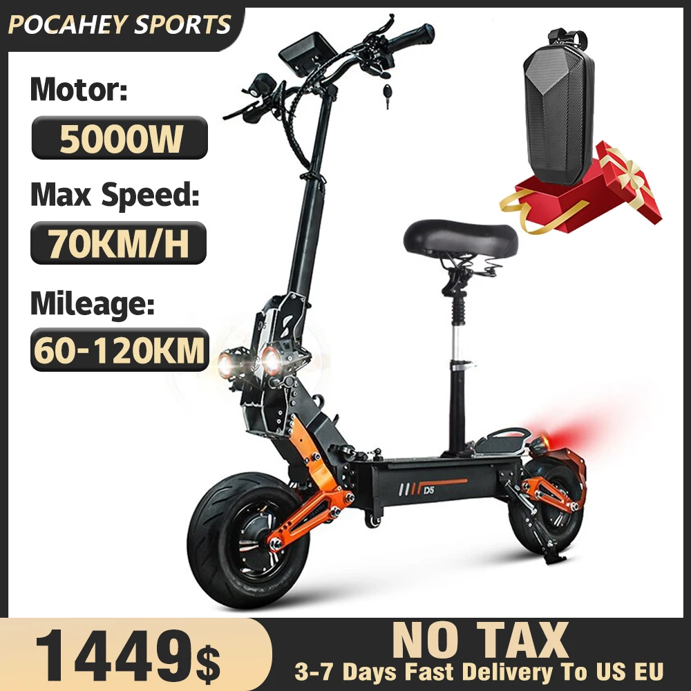 

D5 48V 35AH Electric Scooter 5000W Dual Motor 70KM/H Top Speed 12 inch Tires Fast e-Scooter Powerful Electric Scooter for Adults