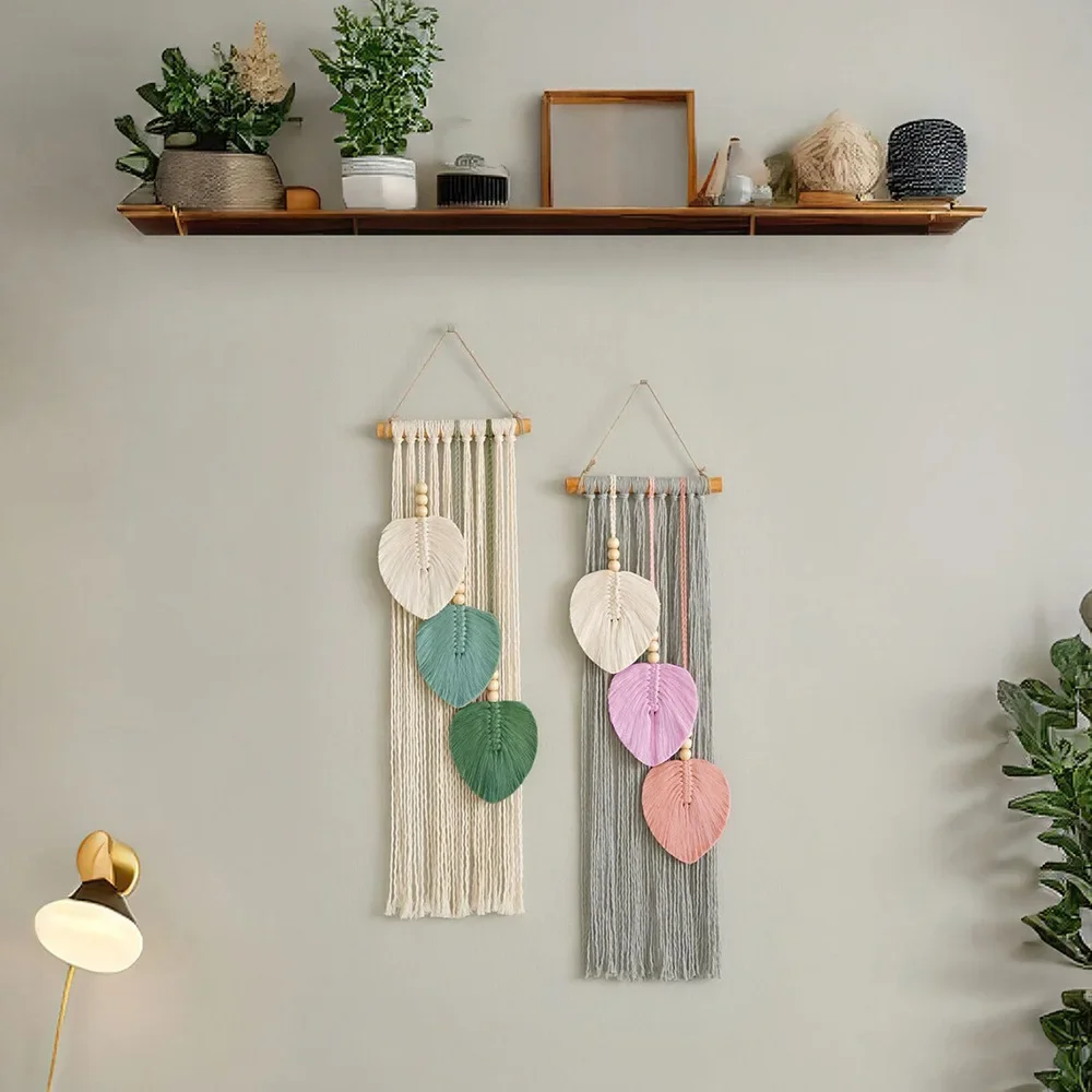 Винтажные макраме в богемном стиле украшения ручной работы тканые листья