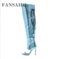 fansaidi 2022 summer cool boots ladies boots over the knee boots back zipper orange gold stilettos heels sexy new 42 43 44 45 46