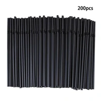 200400600pcs cocktail straws black plastic disposable party tableware 2106mm for childrens party outdoor dining soft drink