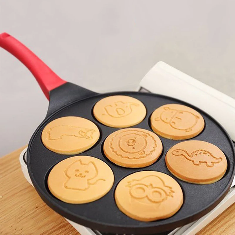 

2Pcs/Set Frying Pan and Silicone Spatula 7 Animals Shaped Omelette Pot Granite Skillet for Cooking Waffle Pancake