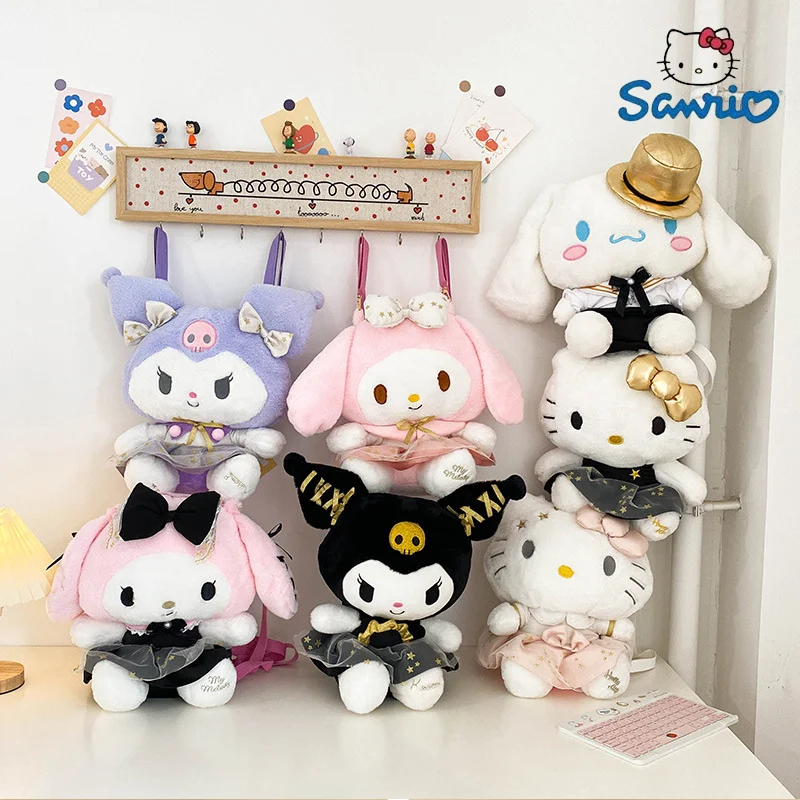 

Sanrio New Black Gold Koroma Doll Backpack Plush Cartoon Kt Cat Doll Bag Pp Cotton Filled Soft And Lovely Backpack Holiday Gift
