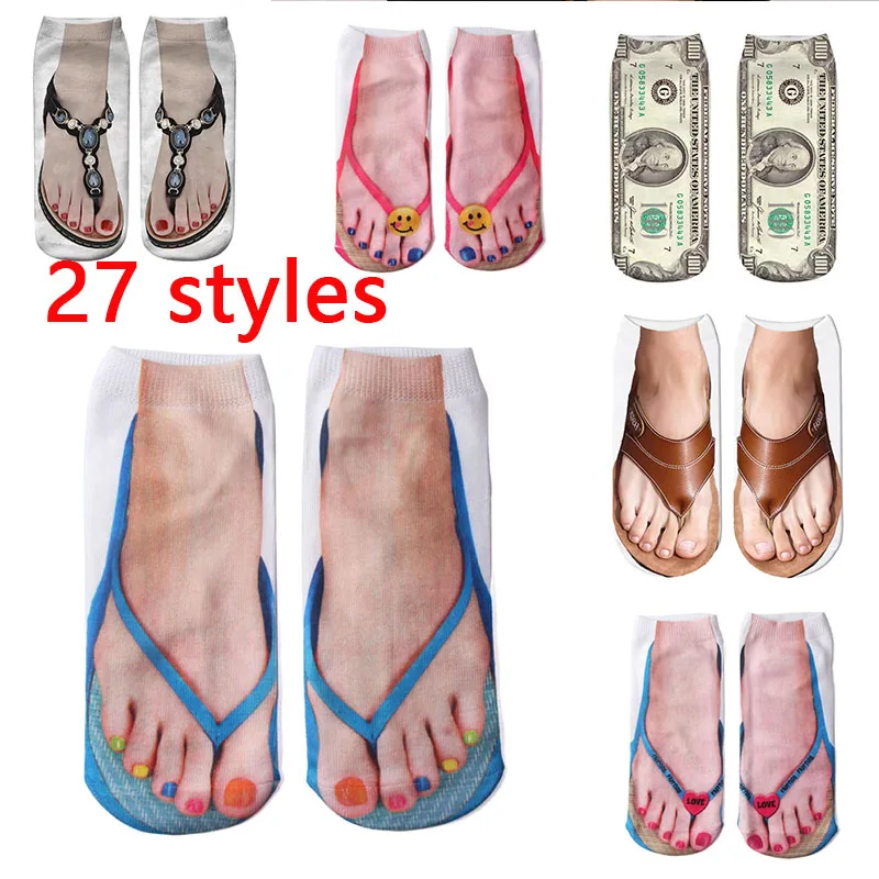 

Personalized Funny Cotton Low Cut Ankle Socks 3D Print Women's Manicure Beach Flip Flops Socks Happy Pure Cotton Socks for Men