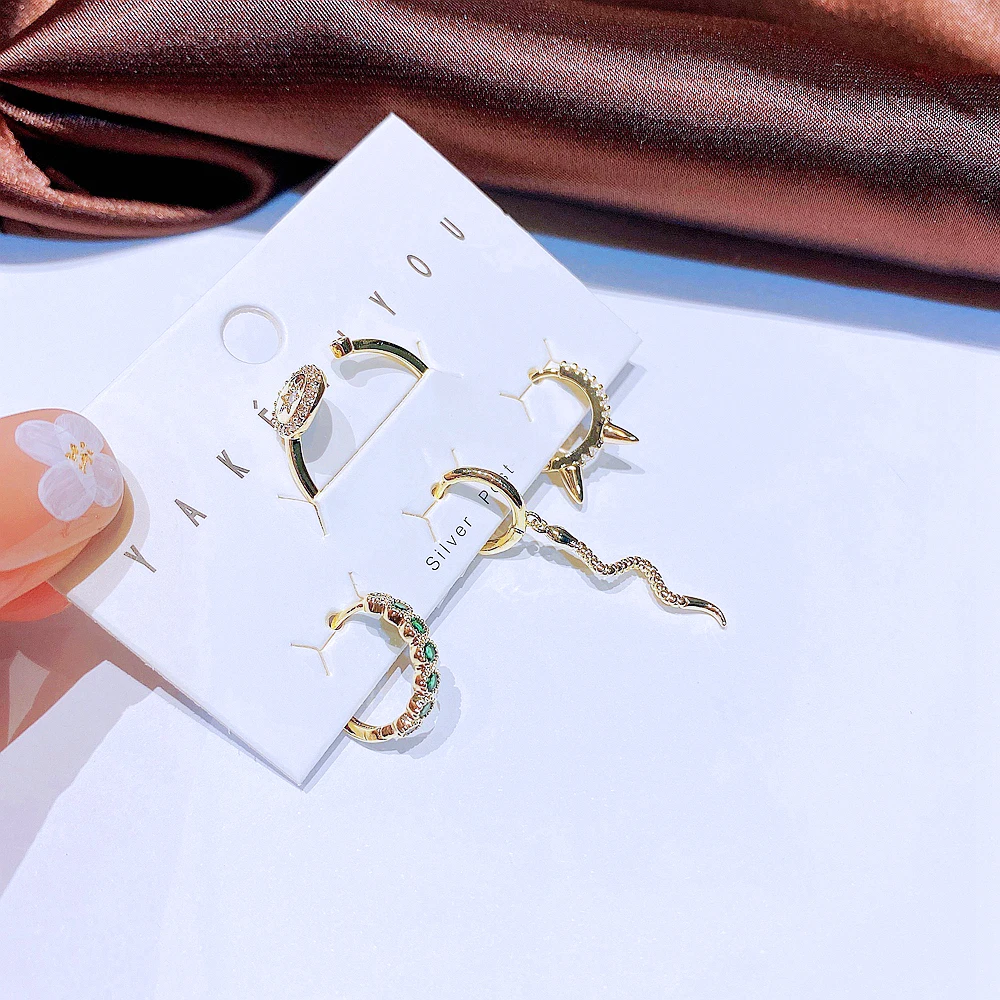Модные ювелирные украшения 4 шт. змея цвет зеленый искусственный Цирконий звезда