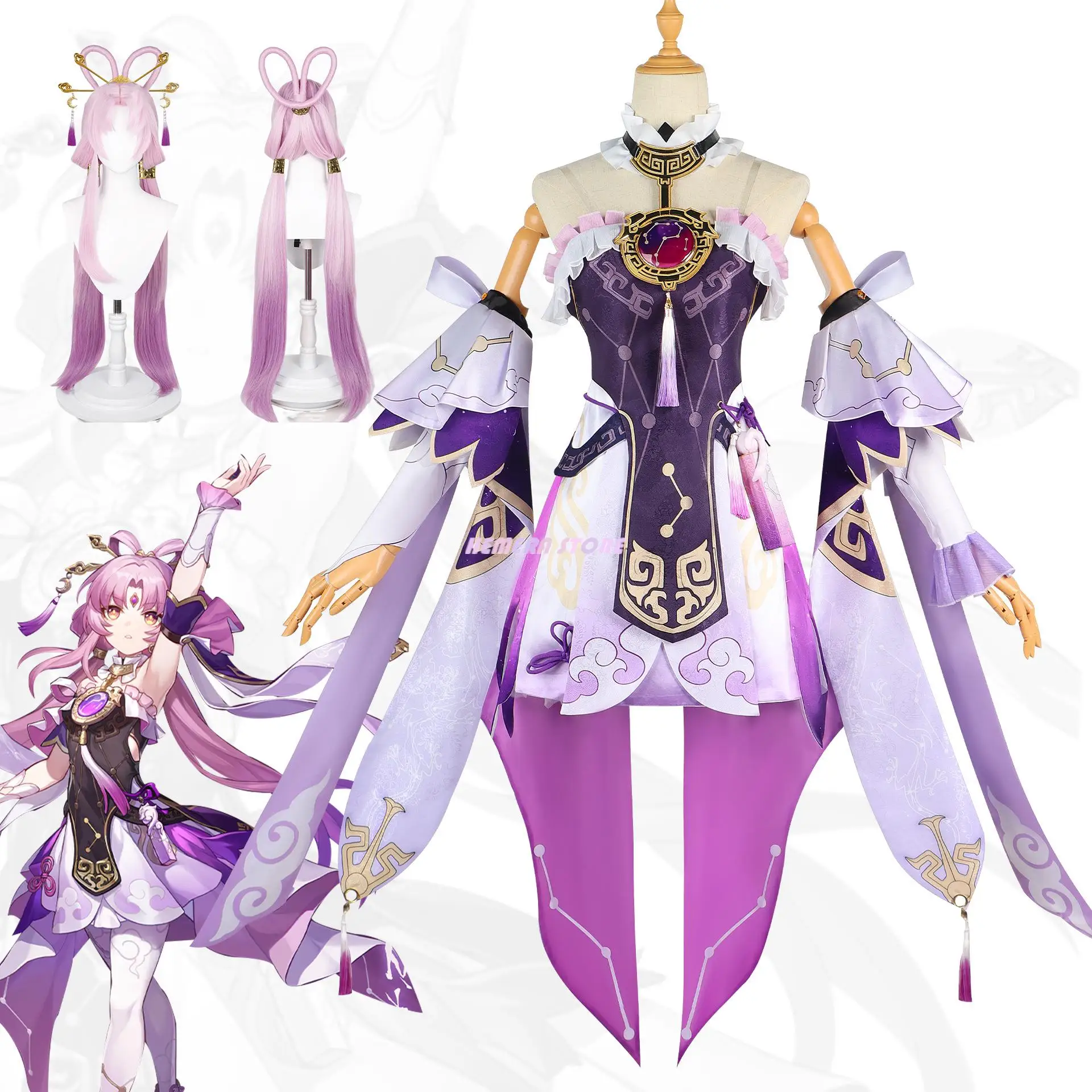 

Game Honkai Star Rail Fu Xuan Cosplay Costume Game Star Rail Cos Divination Commission FuXuan Costume And Cosplay Wig
