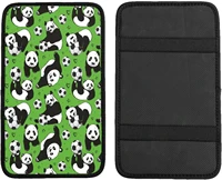 panda bamboo print auto center console pad universal fit soft comfort car armrest cover fit for most sedans suv truck car se