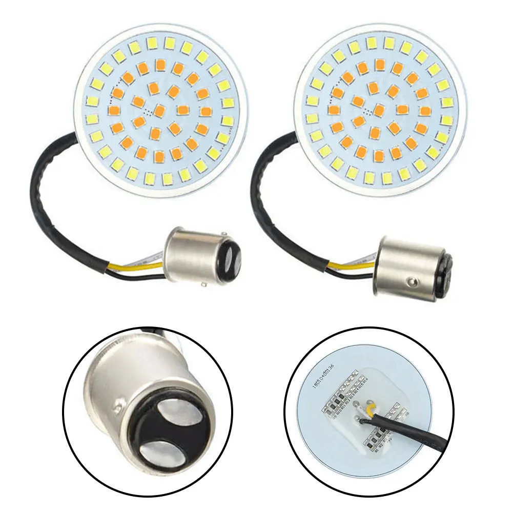 

2pcs 1157 LED White Amber Stop Brake Turn Signal Inserts Lights Lamp For Harley Motorcycle Parts Replacement