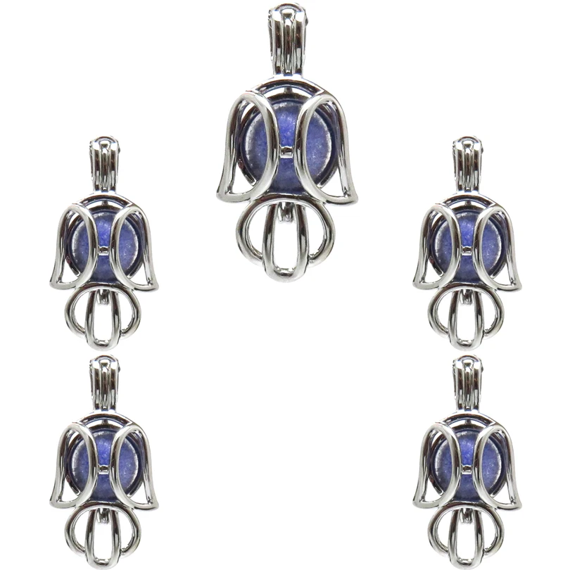 

10Pcs Unique Shape Charm Pearl Cage Locket Aromatherapy Diffuser Pendant Necklace Keychain For Gift DIY Jewelry Making Bulk