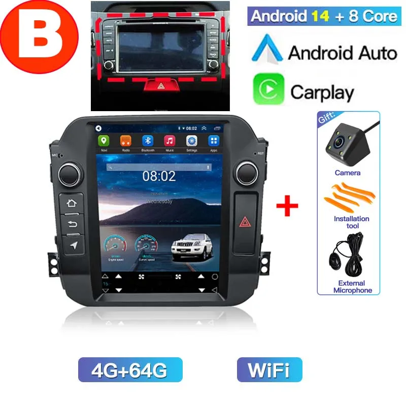 

Android14 Tesla стиль автомобильный радиоприемник мультимедийный видеоплеер для Kia Sportage 3 SL 2010-2016 2 din WIFI 4G Carplay Auto GPS