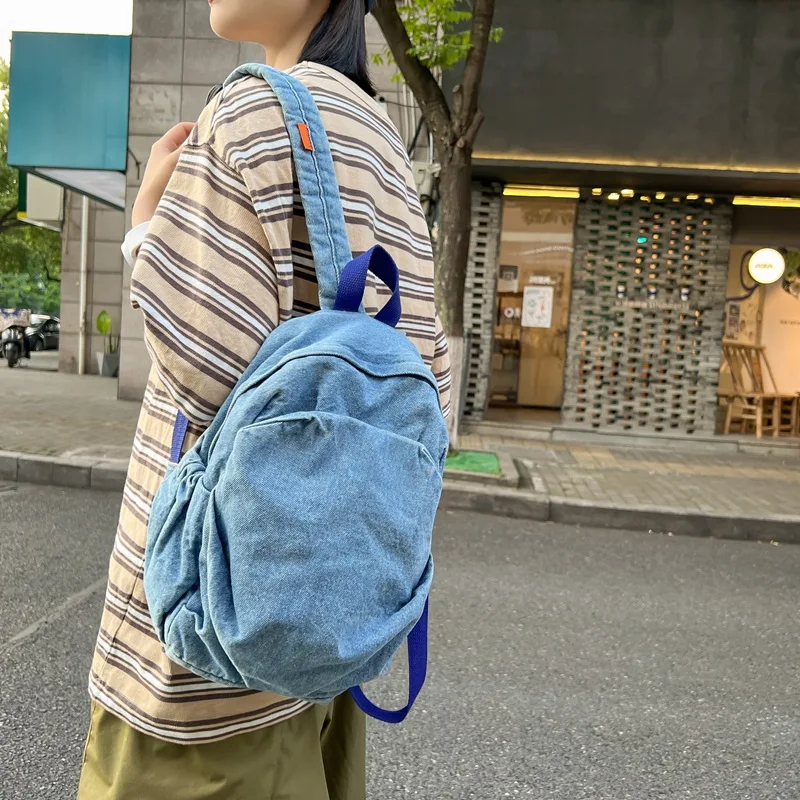 

2023 New Denim Backpack Women's Leisure Travel Outing Shoulder Bag Female Fashion Schoolbags Suitable for Boys and Girls Mochila