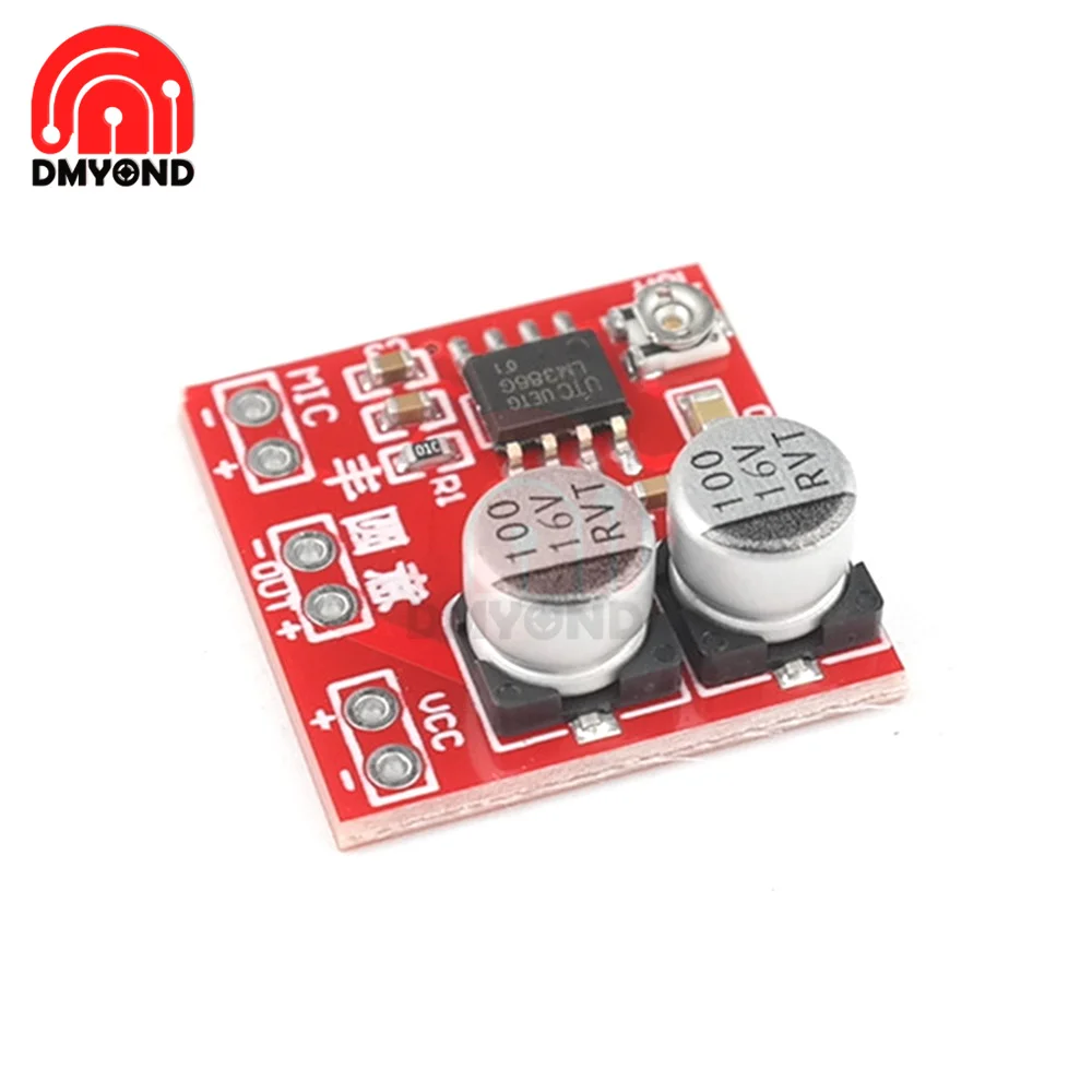 

DC4-12V LM386 Electret Microphone Amplifier Board Microphone Pickup Module Driving Earphones Small Power with Volume Adjustment