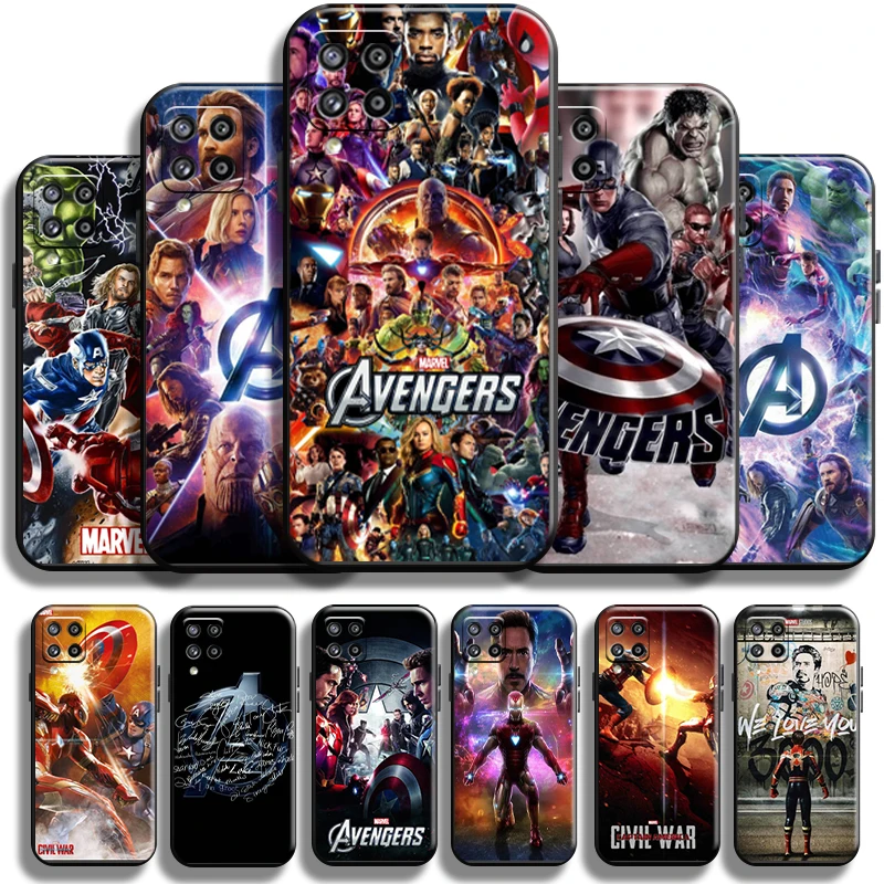 

Marvel Avengers Logo For Samsung Galaxy M32 M32 5G Phone Case Liquid Silicon Cases TPU Soft Black Full Protection Carcasa