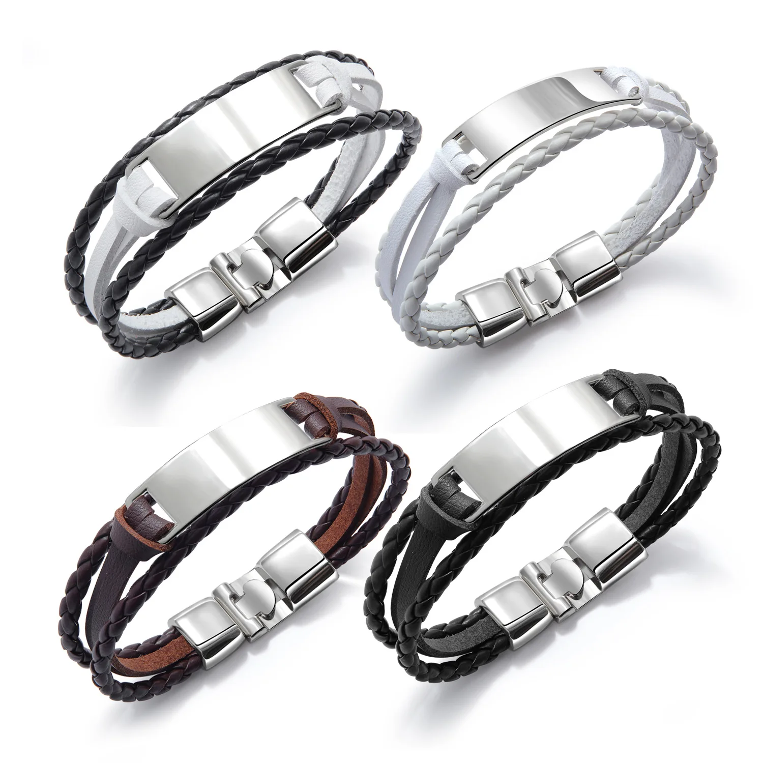 

Multi Layer Woven Men Leather Bangles Simple Versatile Casual Retro Bracelet Hiphop Rock Gift Jewelry Bracelets Stainless Steels