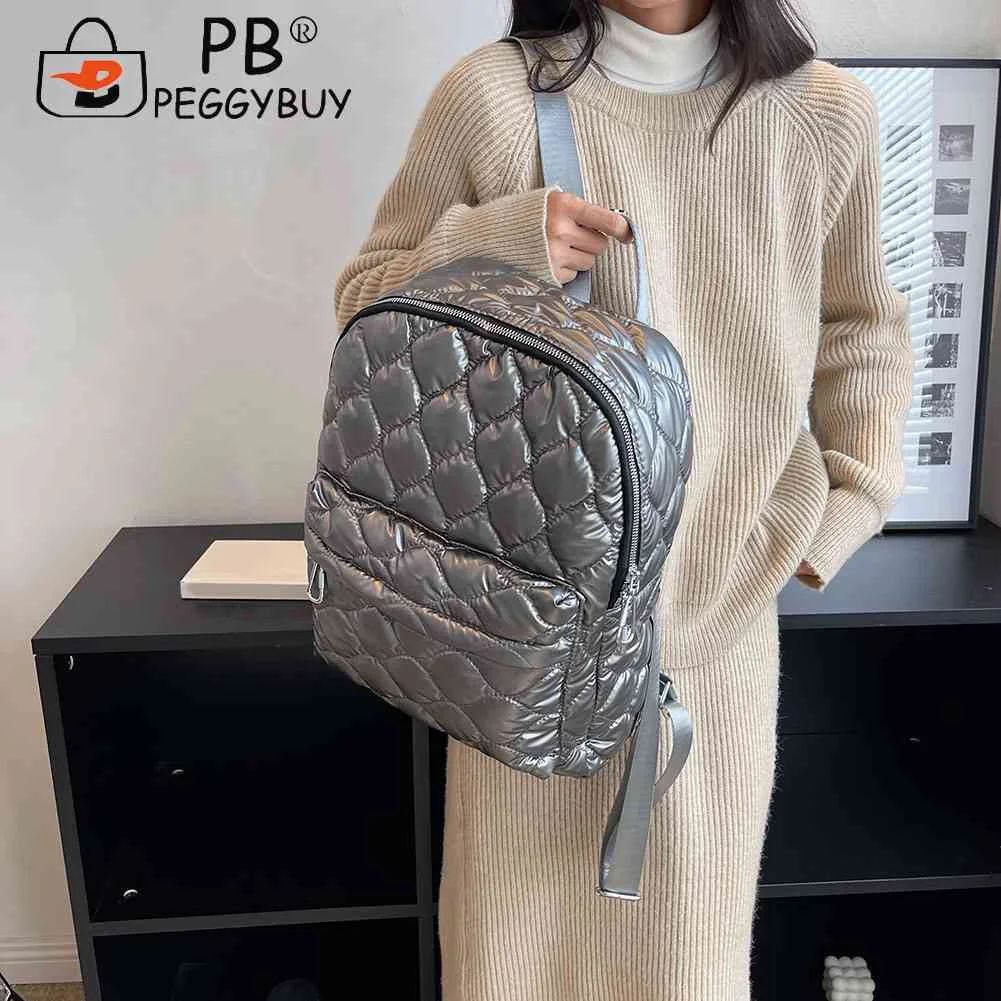 

Women Shoulder Backpack Quilted Fashion School Back Pack Rhombus Pattern Large Solid Casual for Travel Girl Cotton Bagpack