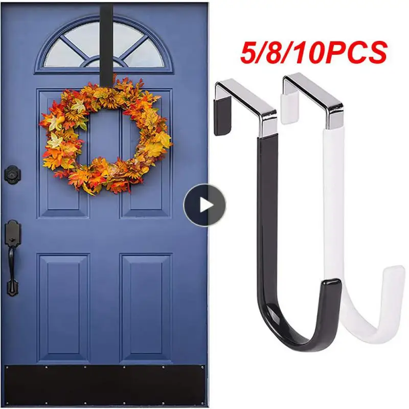 

5/8/10PCS Stainless Steel Coat Racks Punch Free Door Hanger Hook Christmas Wreath Holder Door Hook For Hanging Door Back Hook