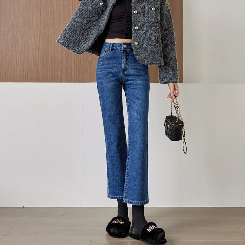 

Black Small Straight Leg Jeans Women's 2023 Autumn Winter New High Waist Pants Cargo Mom Jeans Boyfriend Jeans for Women Clothes