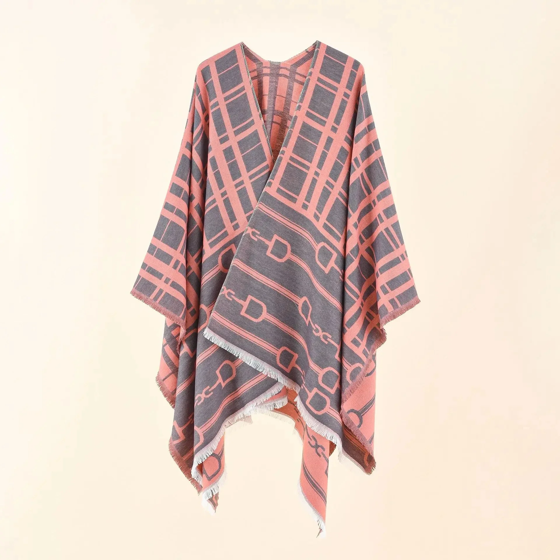 Новинка Осень-зима 2024 женская теплая Повседневная шаль в клетку с имитацией