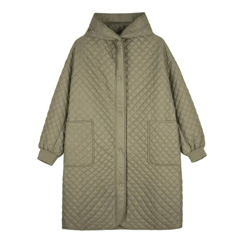 Winter Women's Oversized Down Jacket South Korea Fashion Casual Hooded Extended Coat Loose Light Diamond Heavy Cotton Jacket New