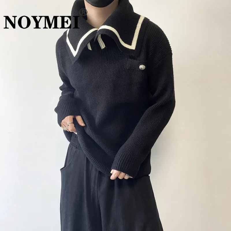 

NOYMEI Fashion Winter Darkwear Personality Big Lapel Thickened Men Pullover Trend Abstinence Niche Sweater Chic Handsome WA1059