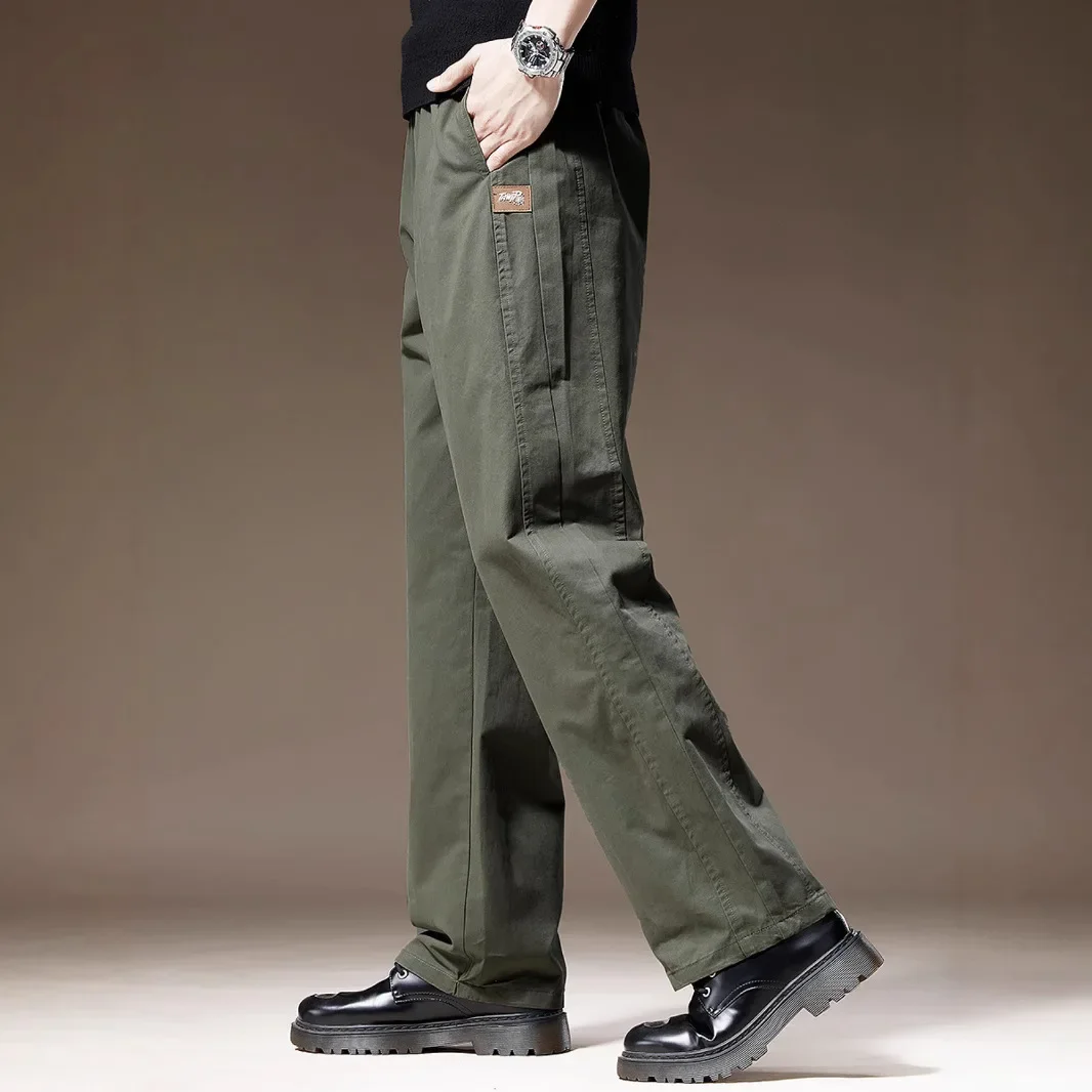 Повседневные брюки из чистого хлопка в американском стиле для мужчин свободные
