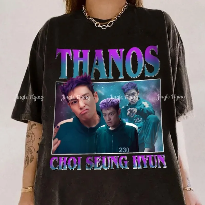 Фото Ограниченная серия Seung-hyun T O P Choi Su-bong Squid Png, винтажная футболка 90-х годов с графическим игровым плеером 230, футболка, файл №1