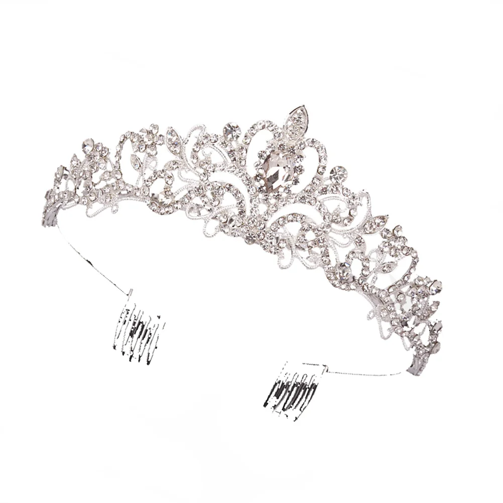

Jewelry Big Decor Tiara Rhinestone Alloy Headwear Headdress Ornaments for Wedding Party ( White )