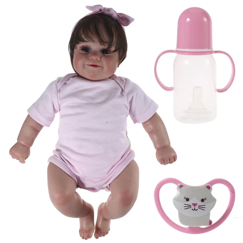 

Realistic Baby Toddler Reborns Doll 20 inch Eye Opened Smiling Baby Toy Lifelike Newborn Dolls Infant Gift with Clothes