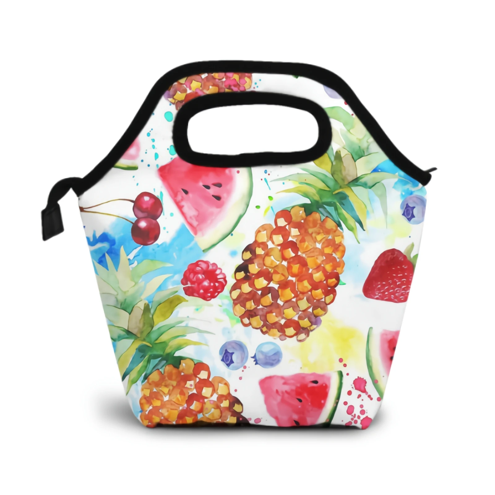 

Watercolor Thermal Lunch Bag Tropical Fruit Insulated Lunch Box Reusable Cooler Handbag Tote Bags for School Work Picnic Beach
