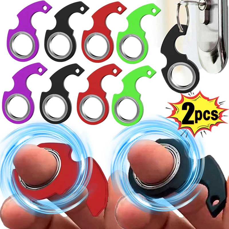 

Spinner Stress Toy Keychain Metal Idget Toy Kid Fingertip Spinning Keyring Finger Fidget Ring Relieve Anxiety Boredom Party Gift