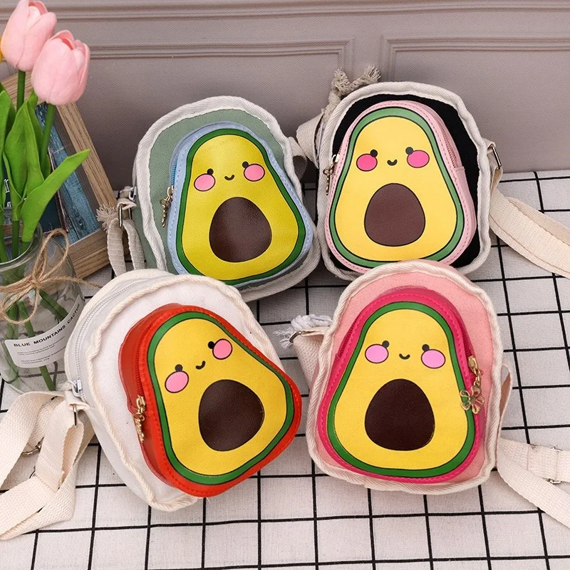 

Fashion Children's Small Bag New Cute Creative Canvas Bag One Shoulder Messenger Bag Kids Girl's Fruit Accessories Coin Purse