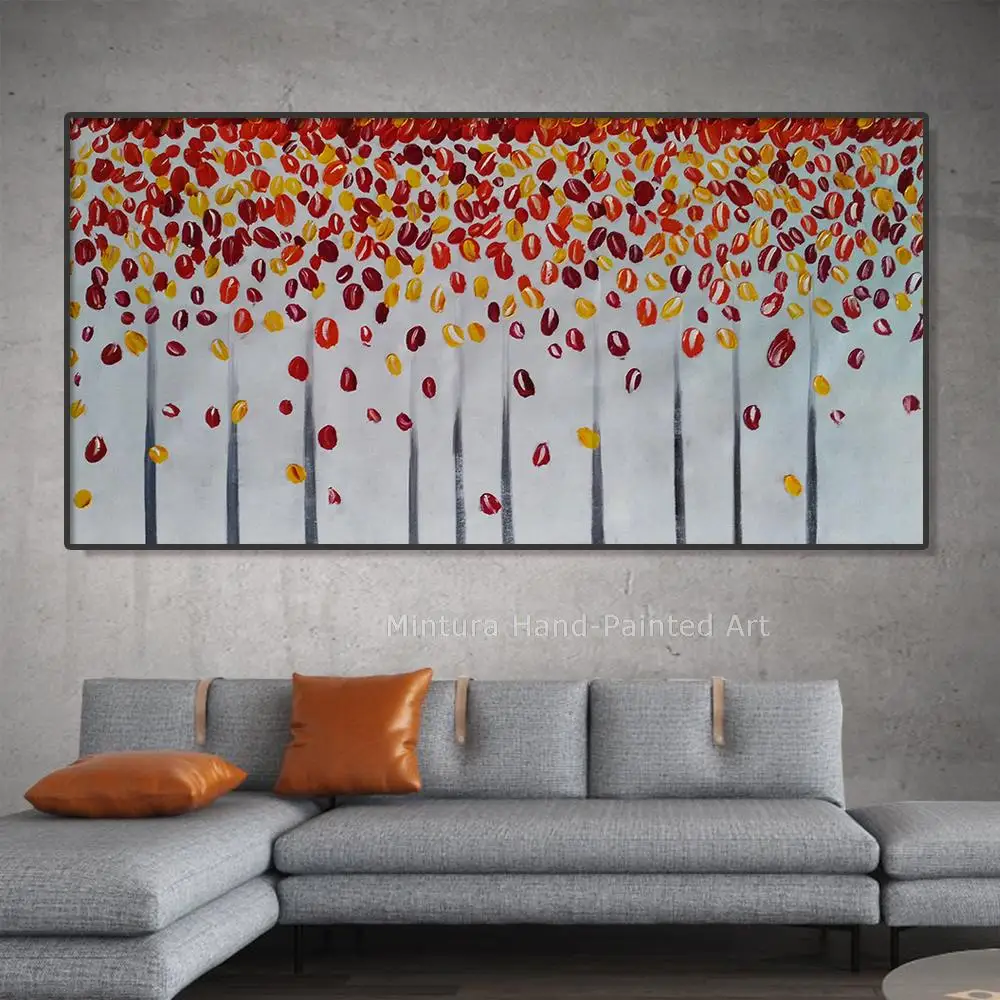 

Mintura Artwork Wall Art Picture Living Room Home Decor Abstract Falling Leaves Bumper Harvest Hand Painted Oil Paintings Canvas