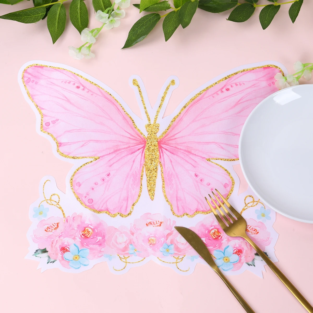 Атласный коврик в виде бабочки джунглей с животными декоративный настольный