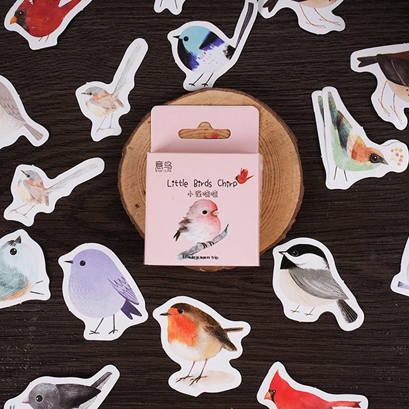 

46Sheets Box-packed Stickers Small Bird Chirp Changing Magpie Hand Account Decorative Material Paste Stationery Stickers
