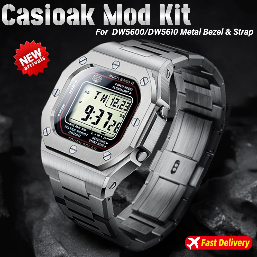 

Modification Kit For Casoak DW5600 Luxury Stainless Steel Metal Bezel Strap For DW5610 Watch Case Refit Replacements Accessories