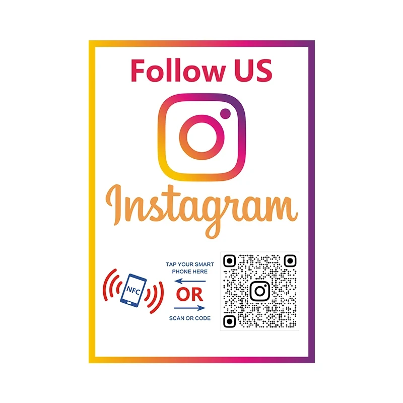 Пользовательский QR кодовый знак NFC Tap Follow US on Instagram plate акриловый для социальных