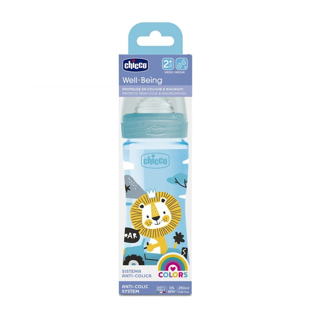 Бутылочка для кормления Chicco Well-Being 2мес.+ с силиконовой соской средний поток РР