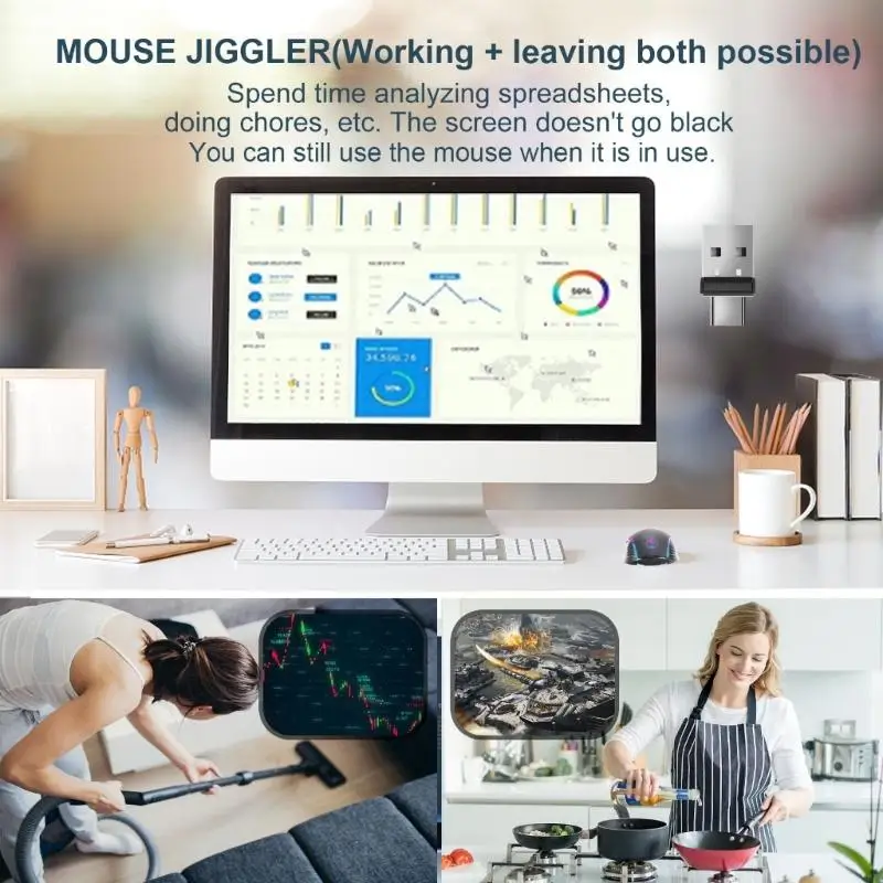 62KA Mouse Jigglers USB C Mover Неопределяемый автоматический шейкер мышь