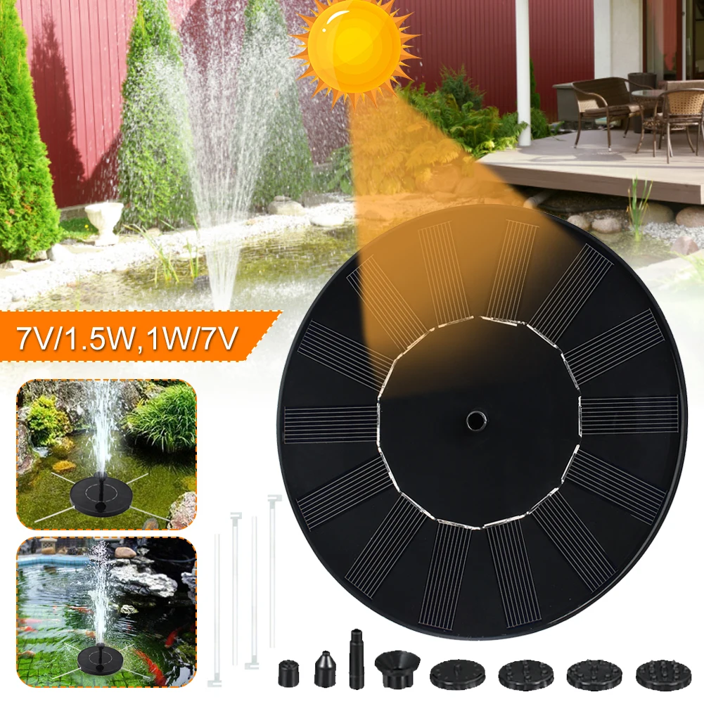 

New 6 Nozzles Solar Water Fountain Pump with Powered Floating Fountain Garden Pump Swimming Pools Pond Lawn Landscape Decor