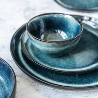 ceramic dinner plates kiln changed plates and bowls bright glazed household restaurant plate for steak pasta salad microwaveable