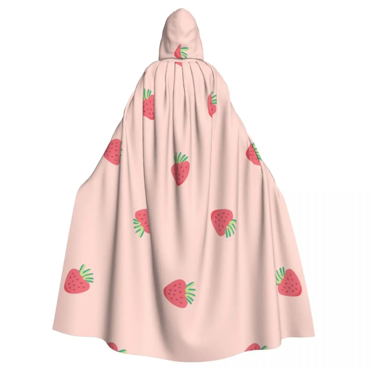 

Pink Strawberry Hooded Cloak Polyester Unisex Witch Cape Costume Accessory