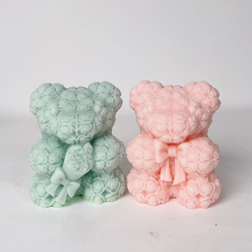 Большой медведь силиконовая форма для свечей 3D объятие любовь роза поделки