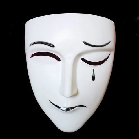 Полнолицевая маска для косплея на Хэллоуин для взрослых, грусть и радость, белая, без фаз, аниме, реквизит для представлений, маскарадная Танцевальная Маска для вечеринки
