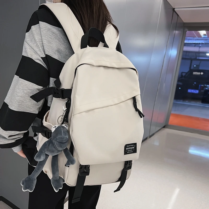 

Est Solid Color Large Capacity Unisex School Backpack Waterproof Men Shoulders Back Pack Schoolbag for women Casual Girl Mochila