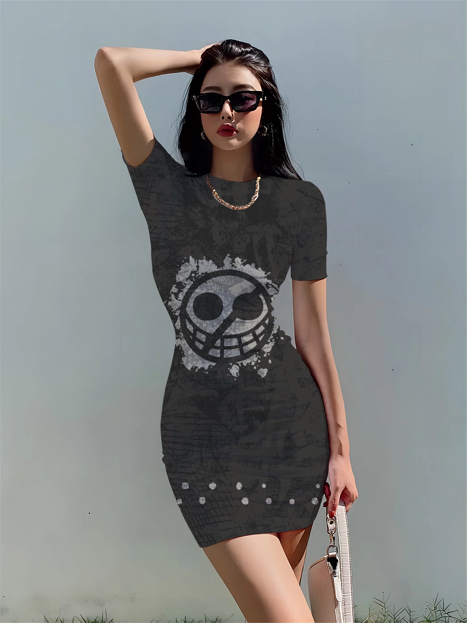 

Sexy Y2k Dress Zevity Fashion Cartoon Dresses One Piece New Woman Summer Women 2023 Sensual Bodycon New Monkey D.Luffy Women's