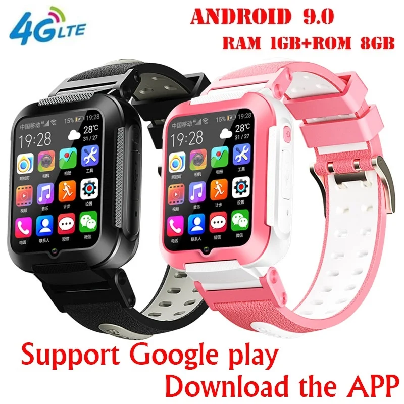 4G Kids Smart Watch GPS WIFI Tracking Voice Video Call Chat Android 9.0 Whatsapp for Boys Gilrs Children Students Smartwatch