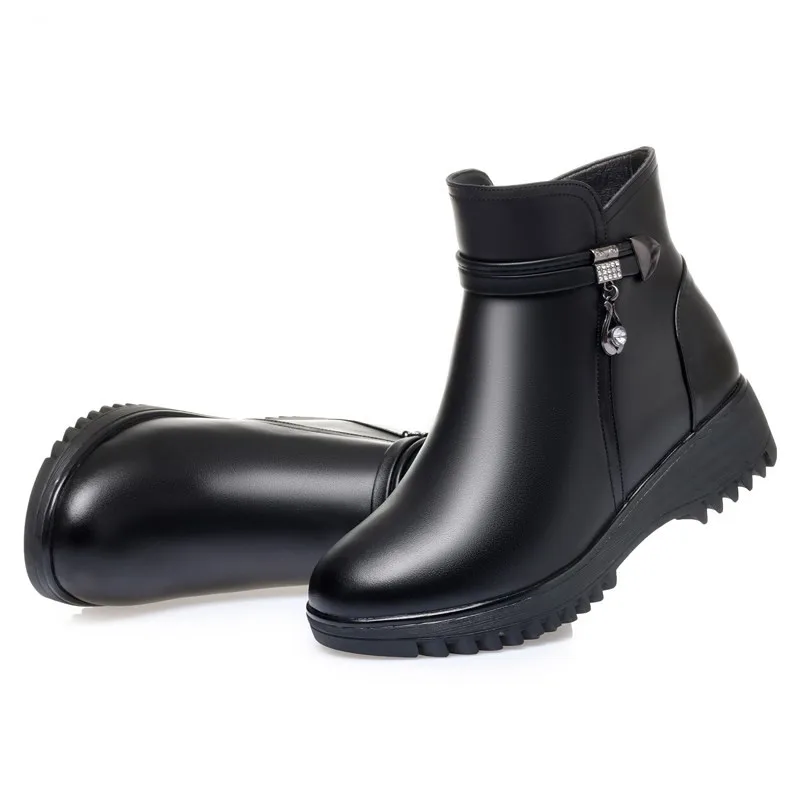 Женские зимние ботинки из толстой шерсти большой размер 41 42 43 женские короткие